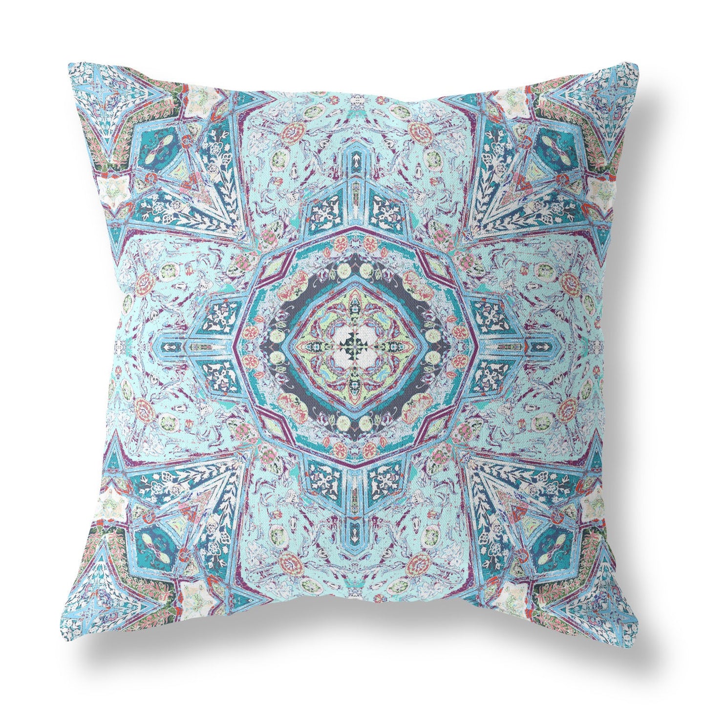 Light Blue Microsuede Geometric Pillow