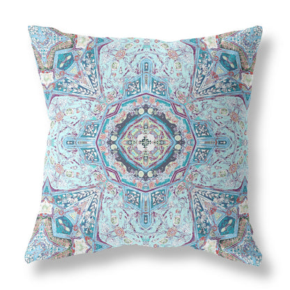 Light Blue Microsuede Geometric Pillow