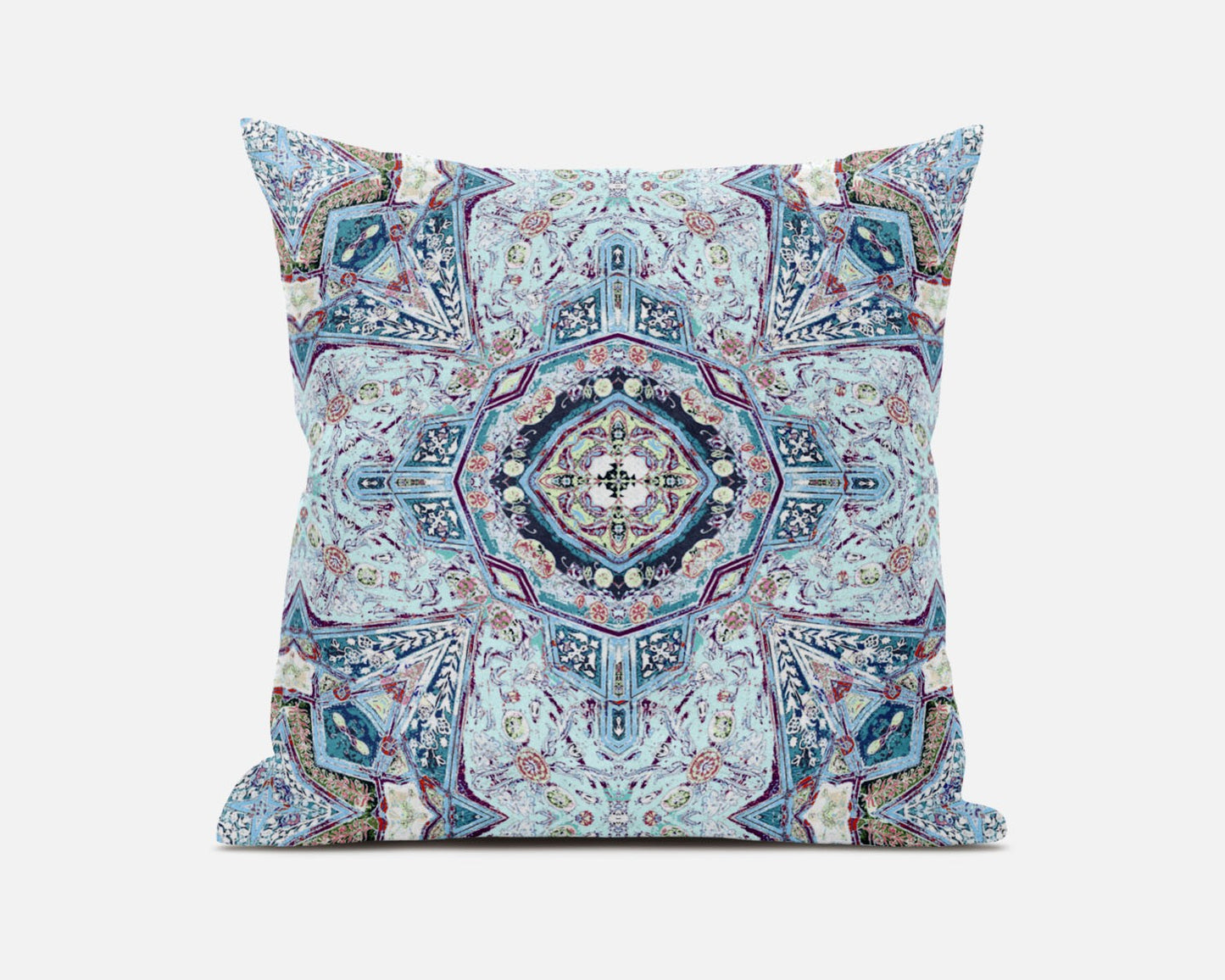 Light Blue Microsuede Geometric Pillow