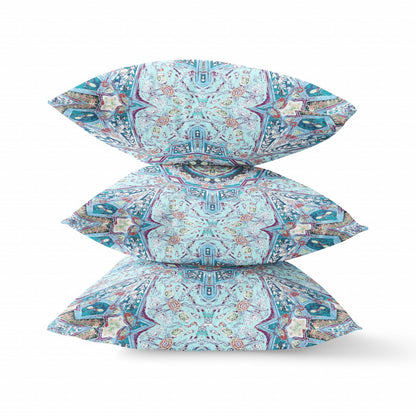 Light Blue Microsuede Geometric Pillow