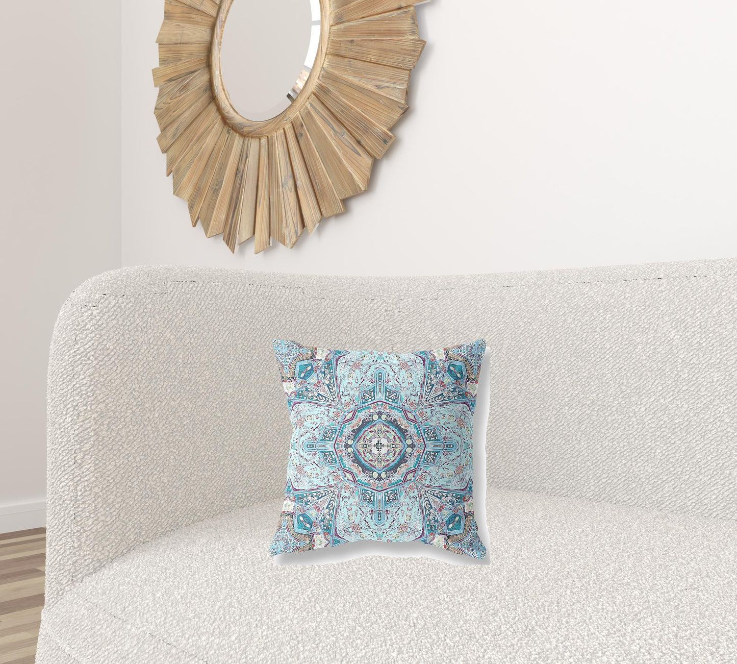 Light Blue Microsuede Geometric Pillow