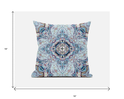Light Blue Microsuede Geometric Pillow