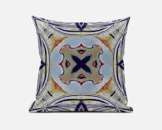 Muted Green Orange Geometric Suede Pillow