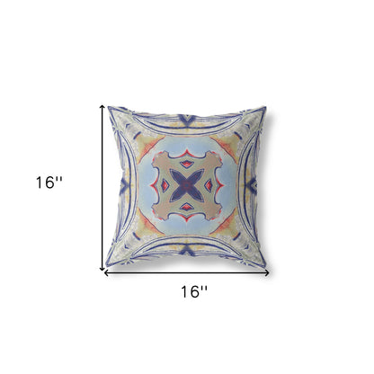Muted Green Orange Geometric Suede Pillow