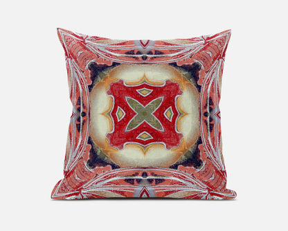 Pink Peach Red Geometric Suede Pillow