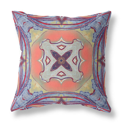 Purple Orange Geometric Suede Pillow