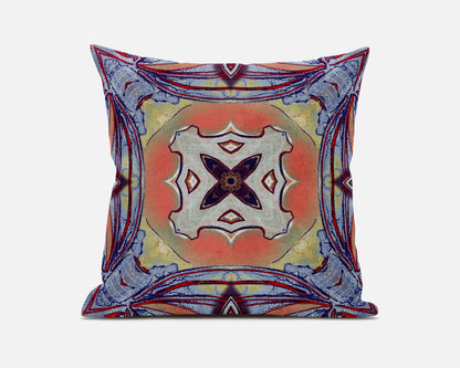 Purple Orange Geometric Suede Pillow