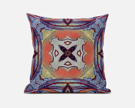 Purple Orange Geometric Suede Pillow