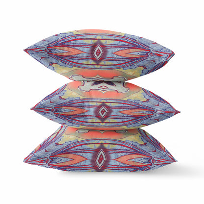 Purple Orange Geometric Suede Pillow