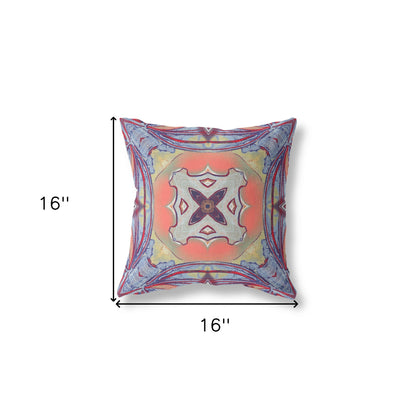 Purple Orange Geometric Suede Pillow