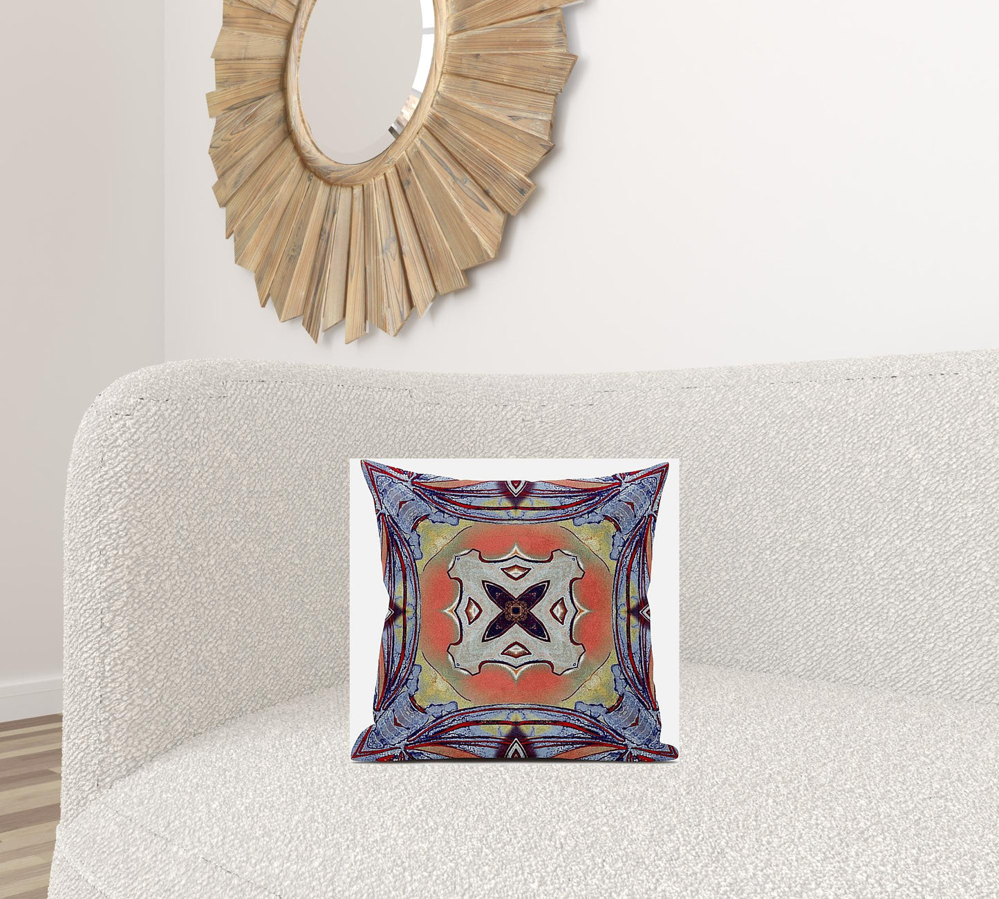 Purple Orange Geometric Suede Pillow