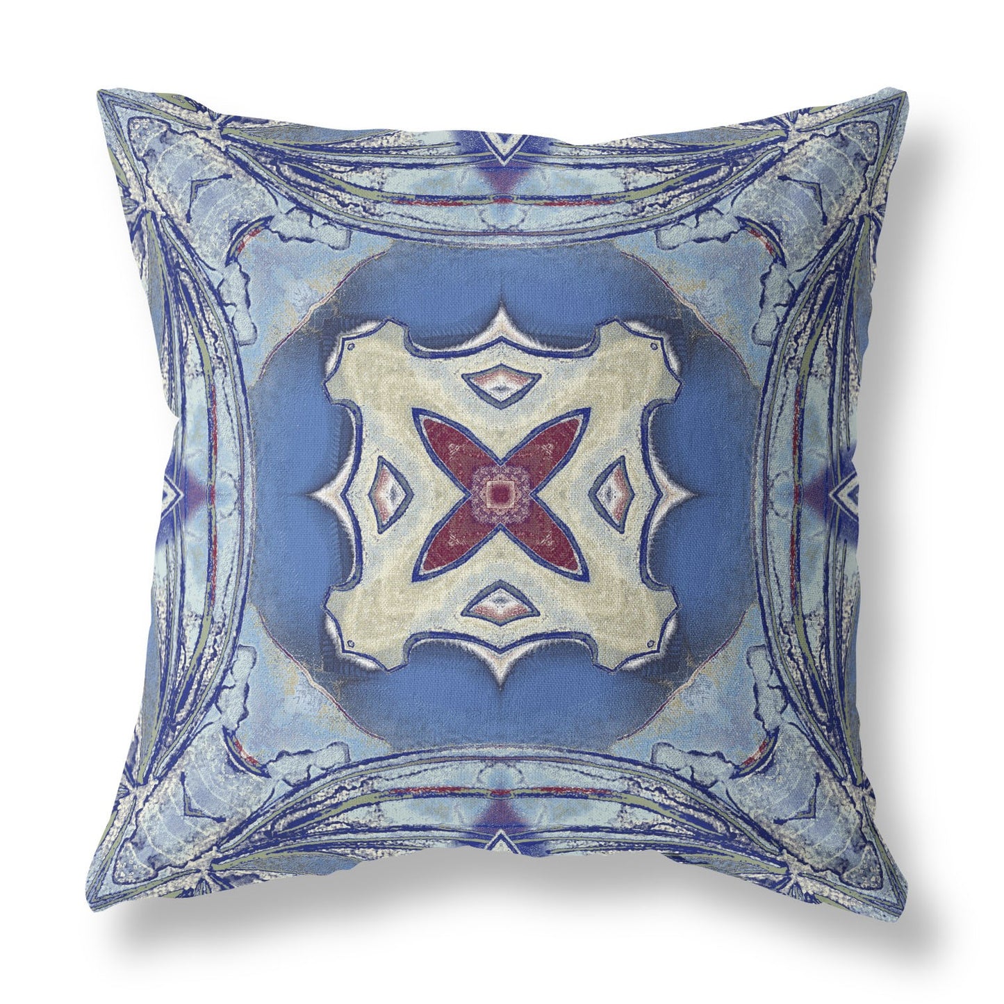 Sky Blue Evening Blue Geometric Suede Pillow