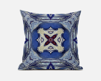Sky Blue Evening Blue Geometric Suede Pillow
