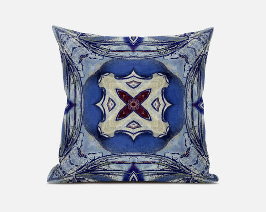 Sky Blue Evening Blue Geometric Suede Pillow