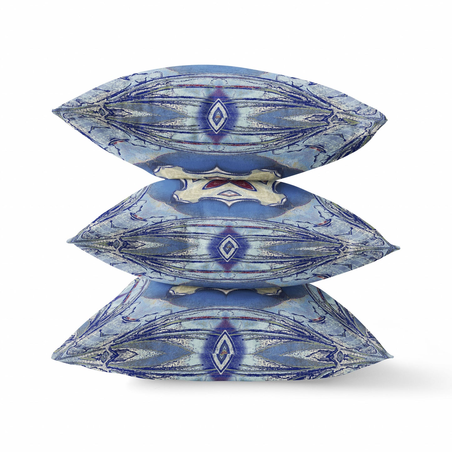 Sky Blue Evening Blue Geometric Suede Pillow