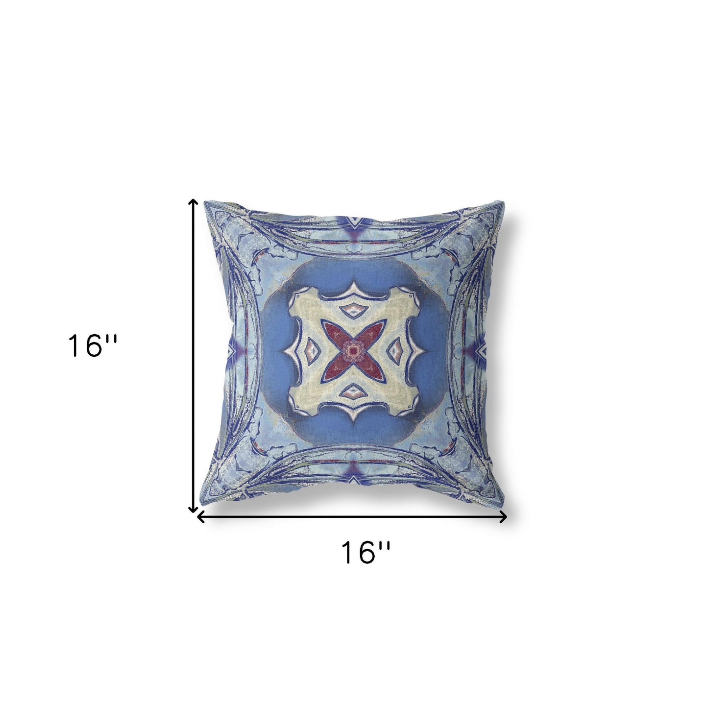 Sky Blue Evening Blue Geometric Suede Pillow