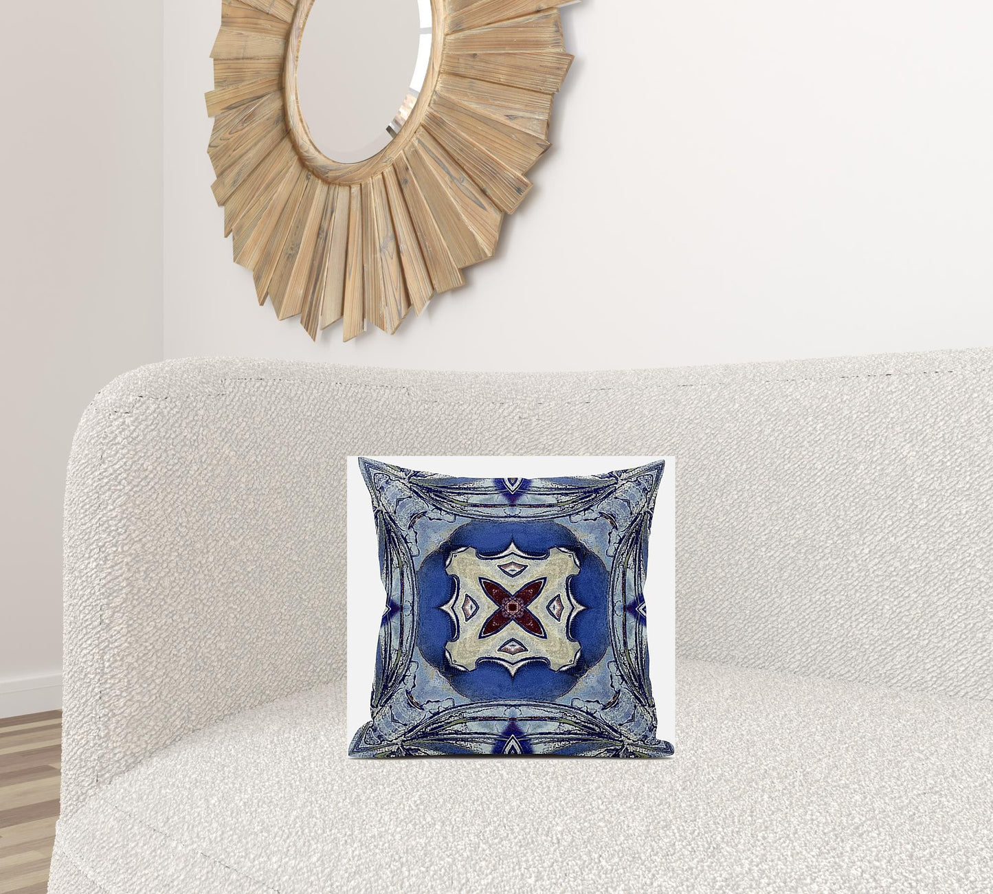 Sky Blue Evening Blue Geometric Suede Pillow
