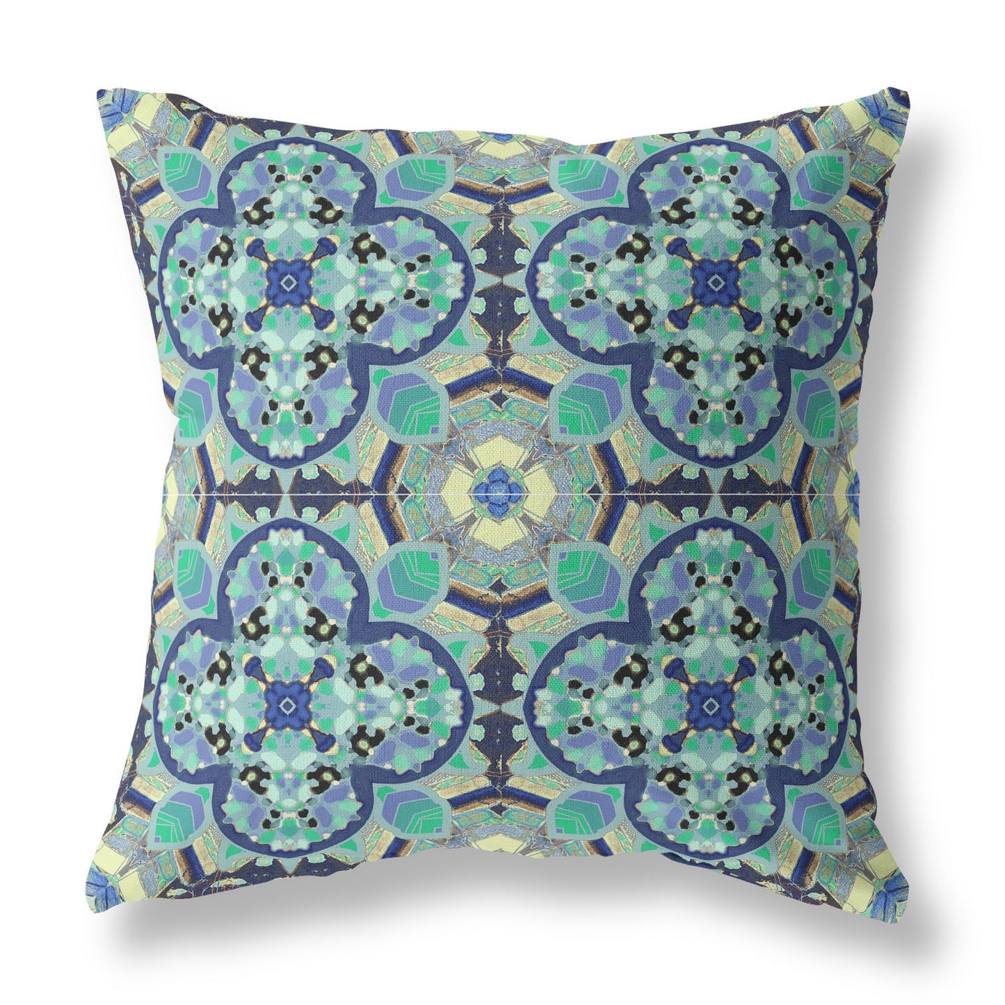 Aquamarine Microsuede Quatrefoil Pillow