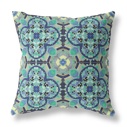 Aquamarine Microsuede Quatrefoil Pillow