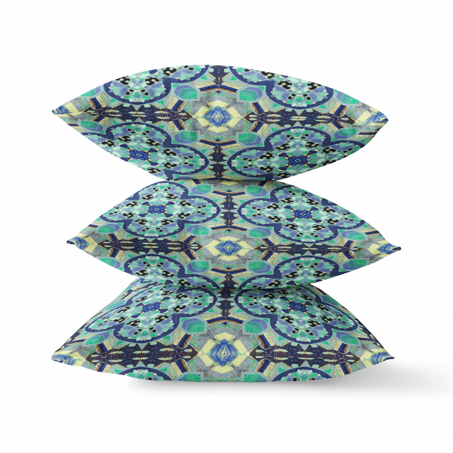 Aquamarine Microsuede Quatrefoil Pillow