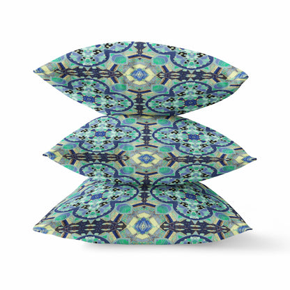 Aquamarine Microsuede Quatrefoil Pillow