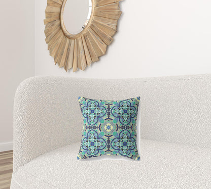 Aquamarine Microsuede Quatrefoil Pillow