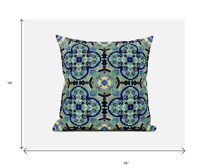 Aquamarine Microsuede Quatrefoil Pillow