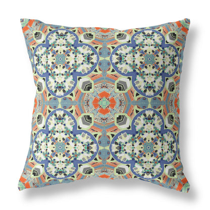 Blue & Orange Microsuede Quatrefoil Pillow