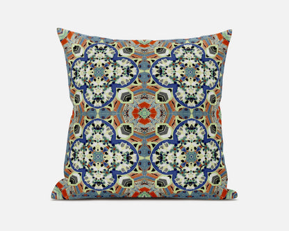 Blue & Orange Microsuede Quatrefoil Pillow