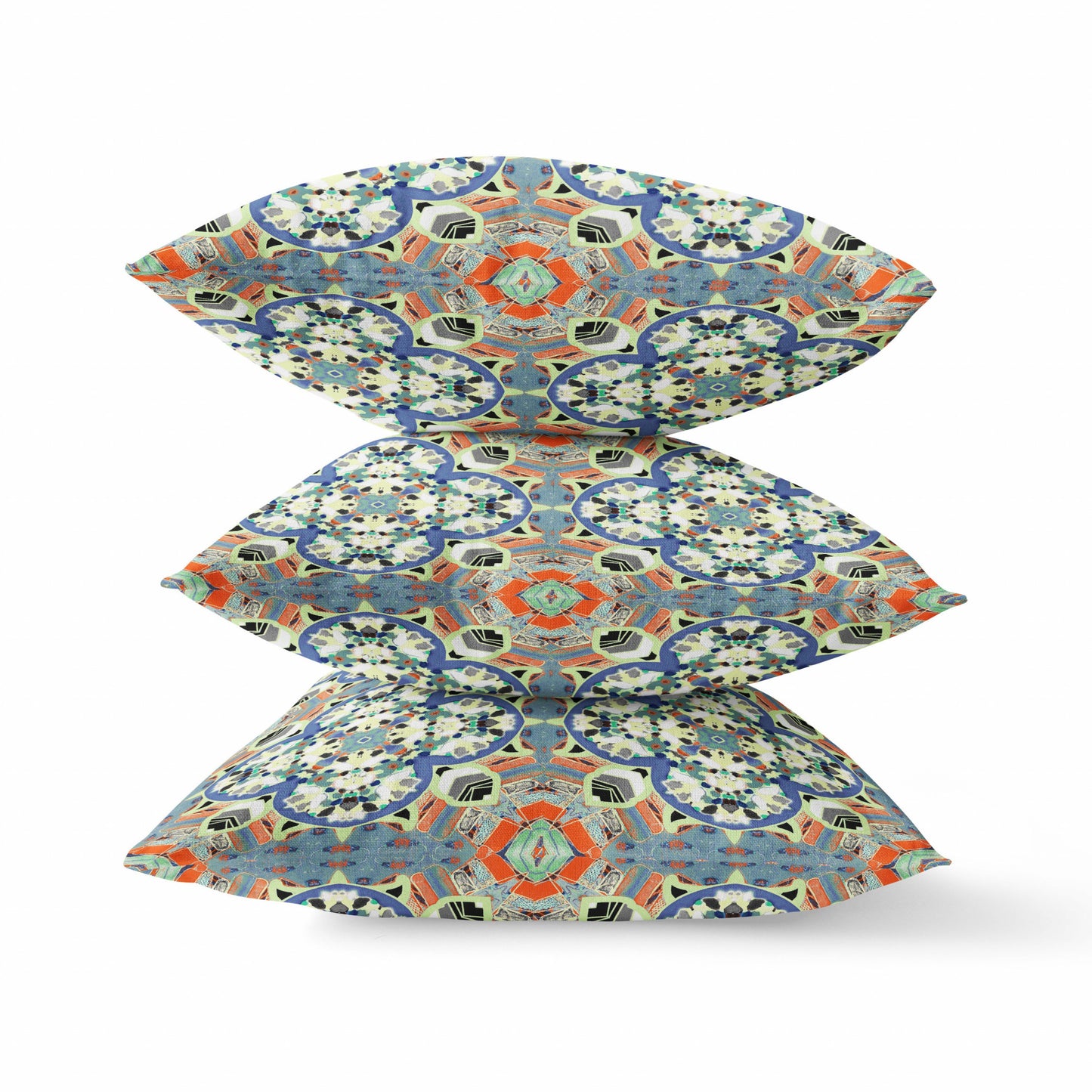 Blue & Orange Microsuede Quatrefoil Pillow