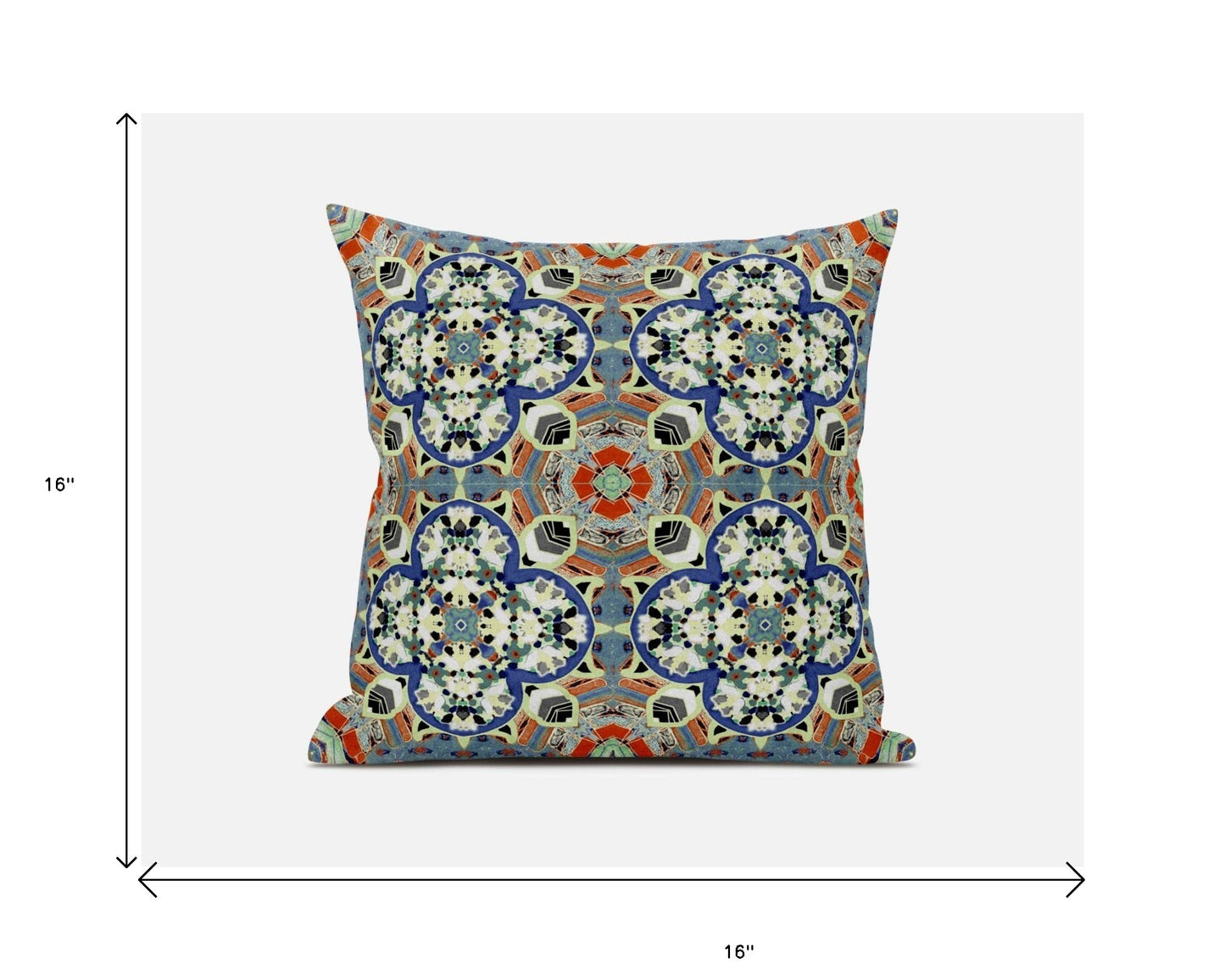 Blue & Orange Microsuede Quatrefoil Pillow