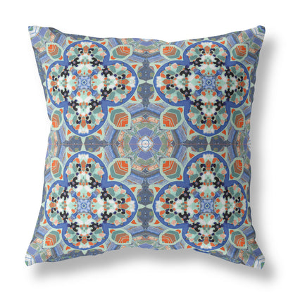 Blue & Orange Microsuede Quatrefoil Pillow