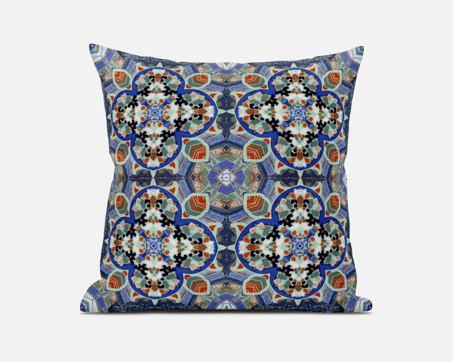 Blue & Orange Microsuede Quatrefoil Pillow