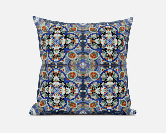 Blue & Orange Microsuede Quatrefoil Pillow