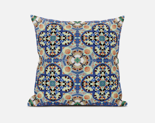 Blue & Purple Microsuede Quatrefoil Pillow