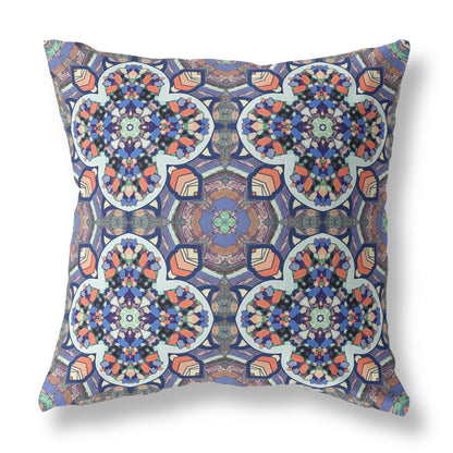 Blue & Orange Microsuede Quatrefoil Pillow