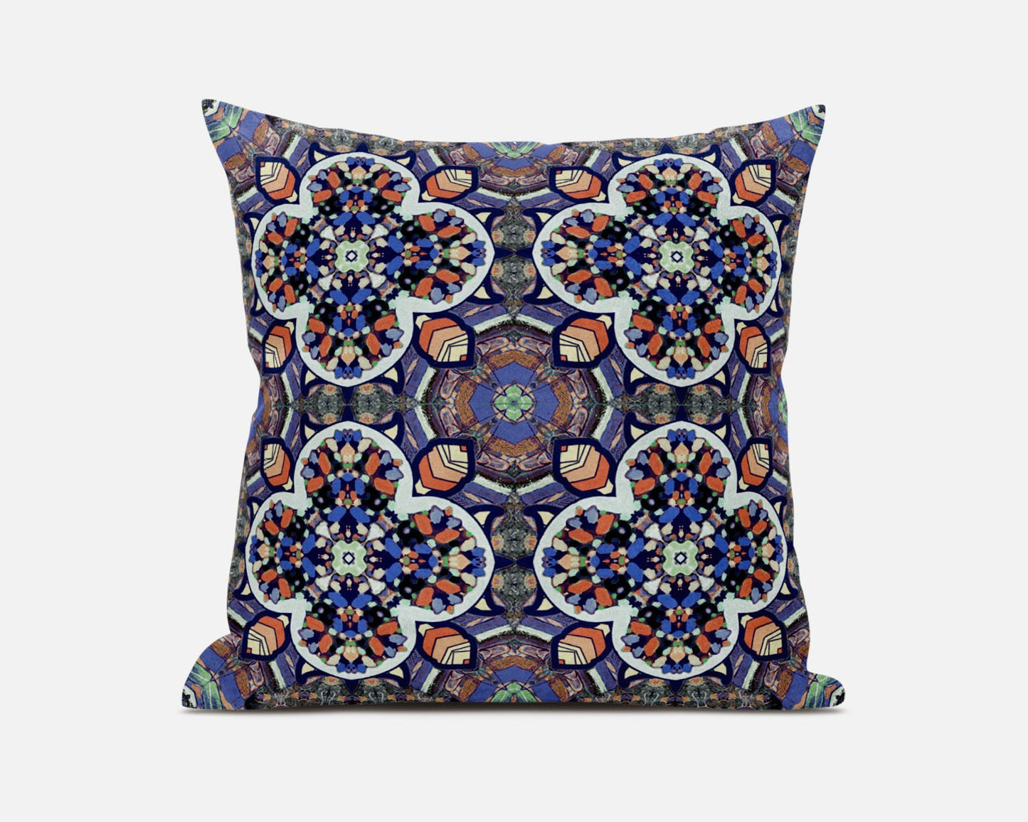 Blue & Orange Microsuede Quatrefoil Pillow