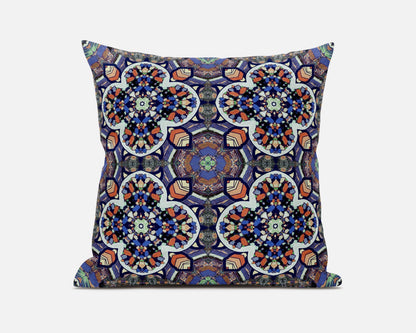 Blue & Orange Microsuede Quatrefoil Pillow