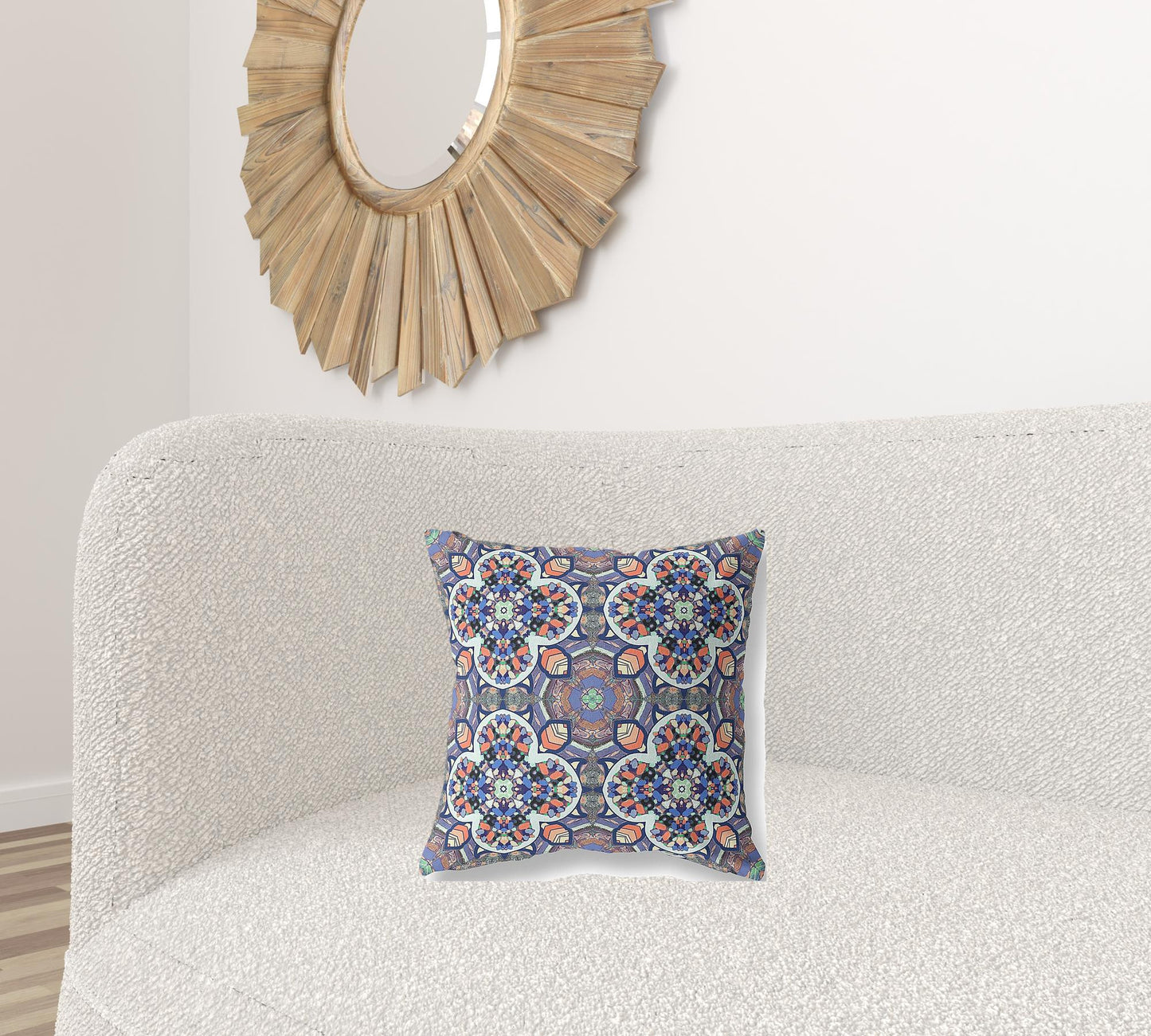 Blue & Orange Microsuede Quatrefoil Pillow