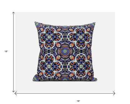 Blue & Orange Microsuede Quatrefoil Pillow