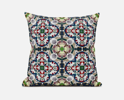 Green & White Microsuede Quatrefoil Pillow