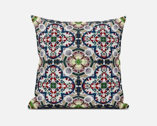 Green & White Microsuede Quatrefoil Pillow