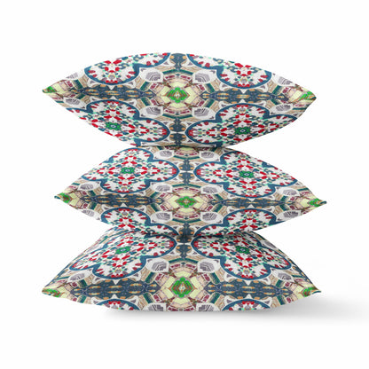 Green & White Microsuede Quatrefoil Pillow