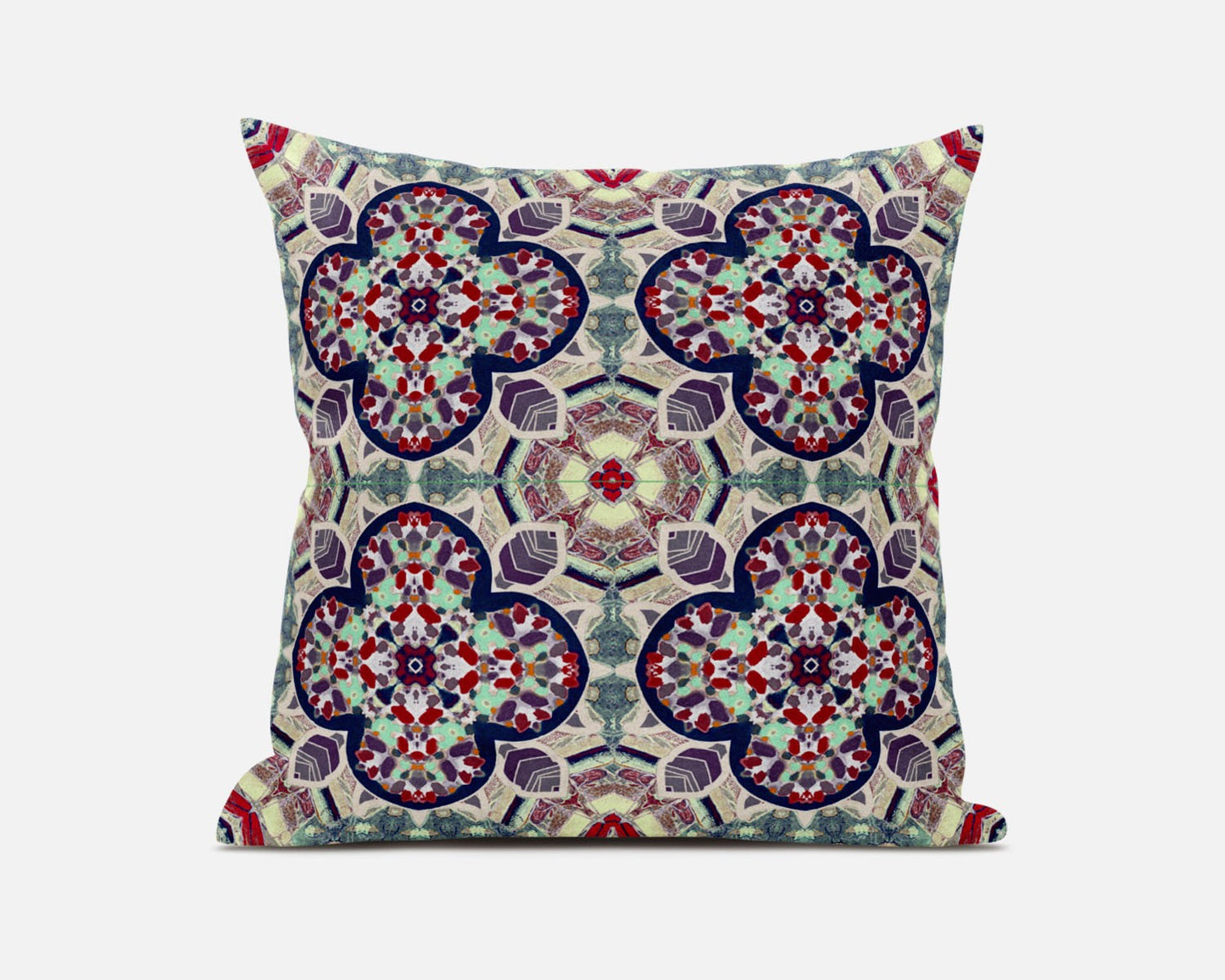 Green & Ivory Microsuede Quatrefoil Pillow