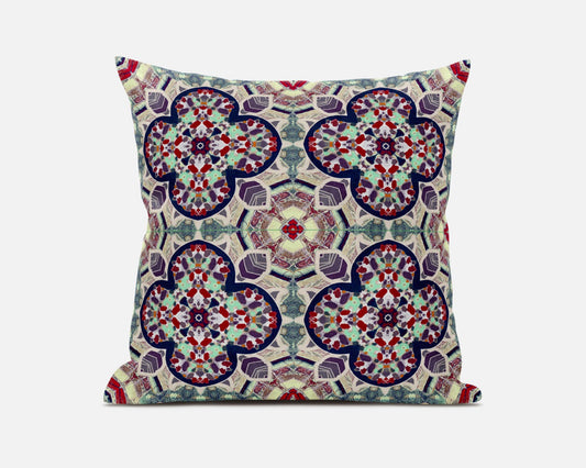 Green & Ivory Microsuede Quatrefoil Pillow