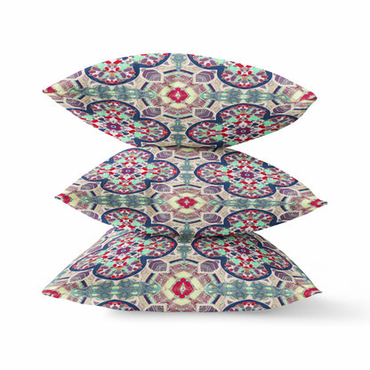 Green & Ivory Microsuede Quatrefoil Pillow