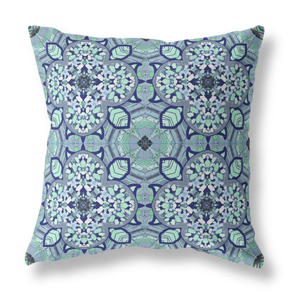 Aqua Microsuede Quatrefoil Pillow