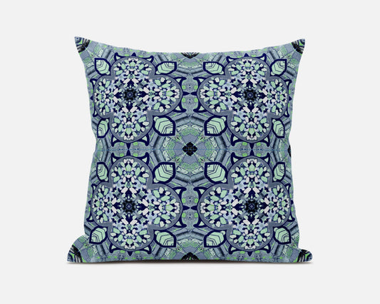 Aqua Microsuede Quatrefoil Pillow