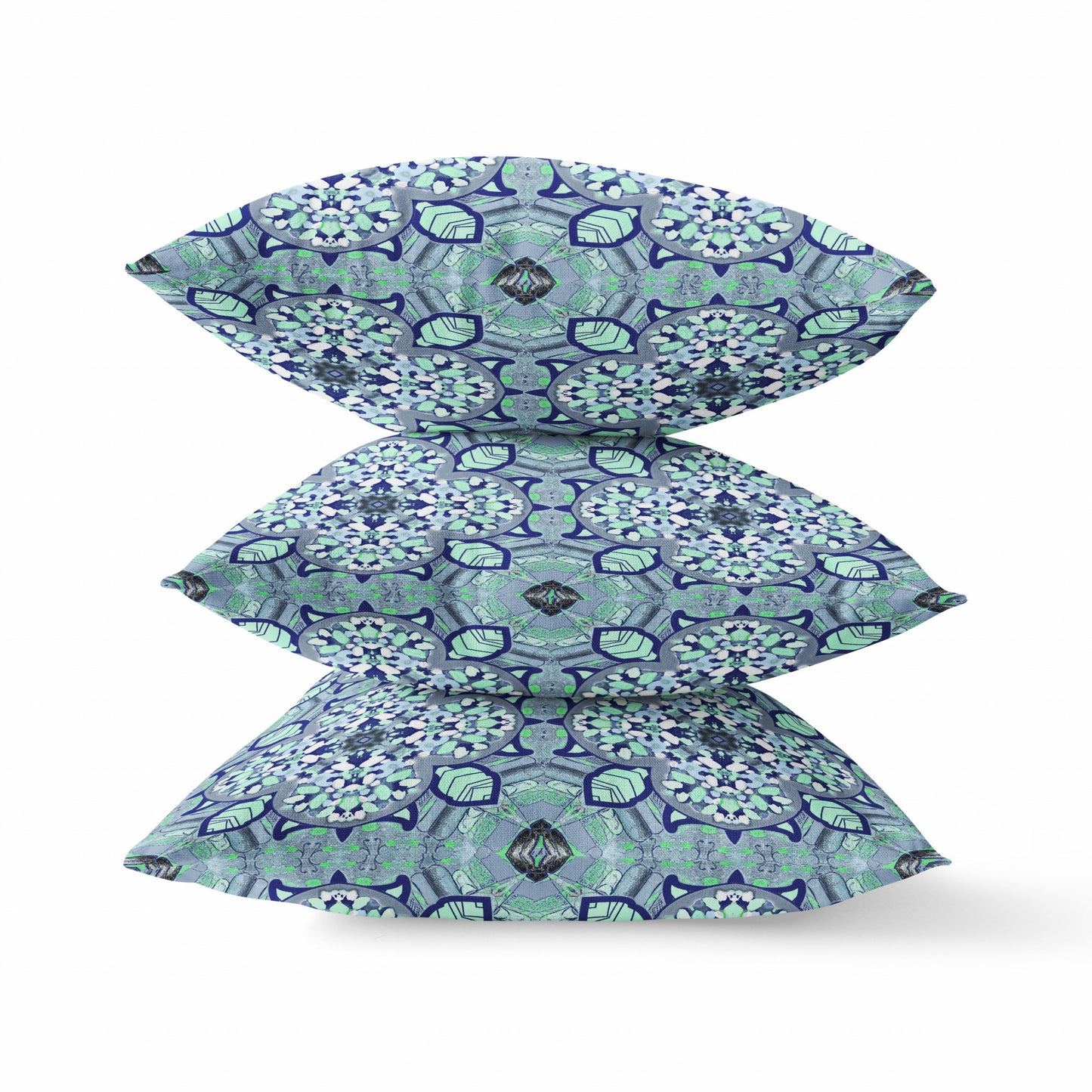 Aqua Microsuede Quatrefoil Pillow