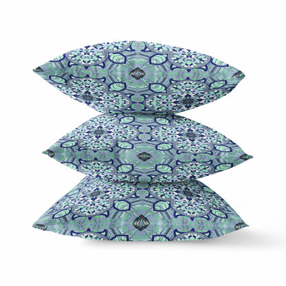 Aqua Microsuede Quatrefoil Pillow